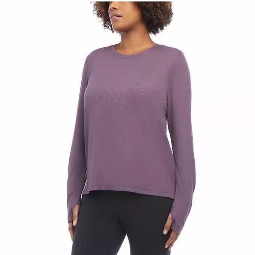 NWT Danskin Women's Ultimate Rib Long Sleeve Tee Violet L